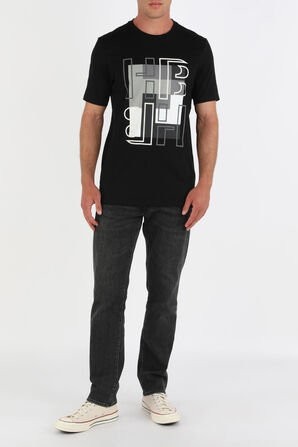 חולצת טי עם הדפס גרפי בצבע שחור BOSS